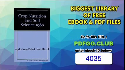 CROP NUTRITION AND SOIL SCIENCE 1980