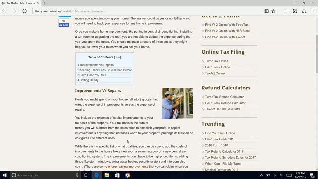 Tax Deductible Home Improvements for 2016