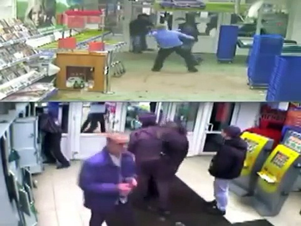 The brutal fight in supermarket, Krasnoyarsk, Russia (fight)