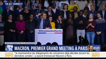 Emmanuel Macron crie à la fin de son meeting à Paris