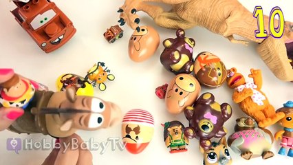 Toy Story Surprise Eggs! Learn Color BROWN Lesson 11 HobbyBabyTV