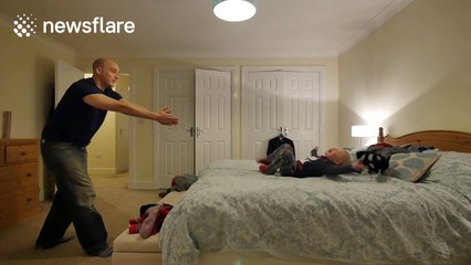 Toddler plays 'Street Fighter' with his dad