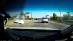 Ford Taurus hits highway barrier - Dash Cam USA Accident Car Crash