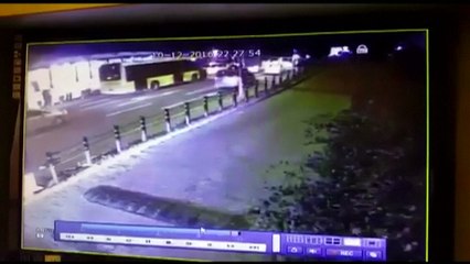 Security camera captures moment of blasts outside Istanbul football stadium