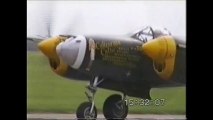 IWM Duxford Visit May 1996 3 P51 and P38 land taxi P47 arrival and land