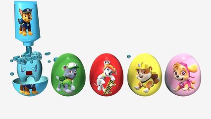 PAW PATROL BATHTIME BATH PAINT TOYS SURPRISE EGGS WITH GIANT SPIDER ATTACKS - LEARN COLORS