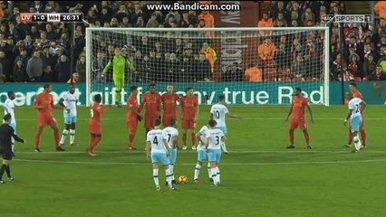 Dimitri Payet  Amazing free kick Goal HD - Liverpool 1-1 West Ham 11.12.2016