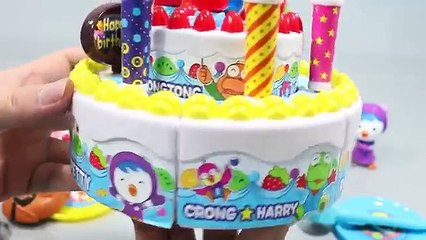 Toy Velcro Cutting Pororo Birthday Cake Learn Fruits English Names Play Doh Toy Surprise