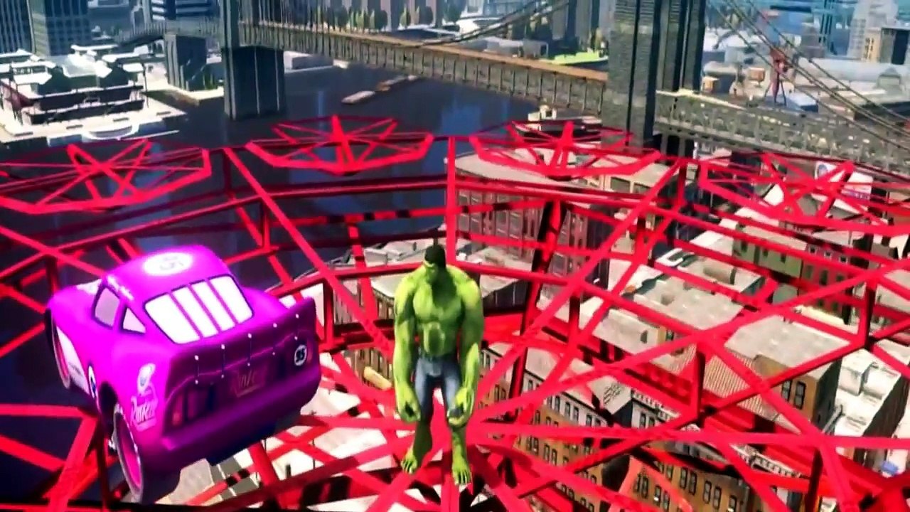 HULK meets a Custom Disney Pixar Cars Lightning McQueen in Pink Color!! Marvel Avengers Funny