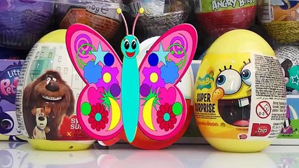 3 Huevos sorpresa kinder joy, bob esponja y la vida secreta de las mascotas en español 2016