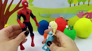 Elsa et Spiderman Trouvent Oeufs Surprises Nintendo | Play Doh Apprendre les Couleurs en français