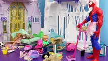 Elsa amp Spiderman Babysitter Clean Disney Frozen Castle Barbie Glam Vacuum DisneyCarToys