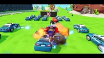 MONSTER TRUCK MCQUEEN vs Police Cars   Spiderman in his Spider-Car race HULK - Finger Family Song