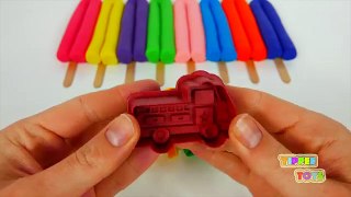 Learn Colors | Play Doh Ice Cream Popsicles Cones Animals Fire Truck