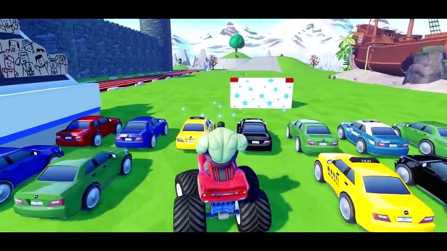 MCQUEEN CARS COLORS GREEN & RAYO MACUIN Hulk & Spiderman + Kids Nursery Rhymes + Monster Trucks