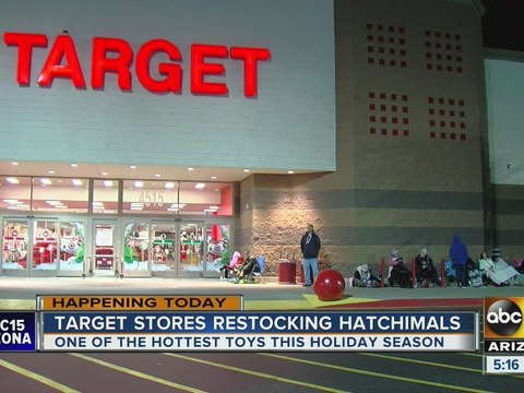 Hatchimal customers line up outside Target