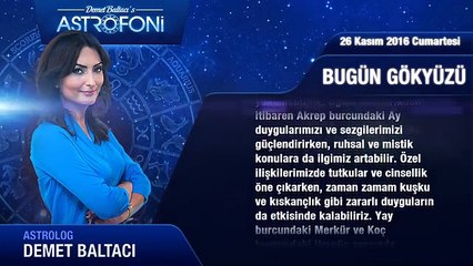 26 Kasım 2016 Cumartesi Bugün Gökyüzü