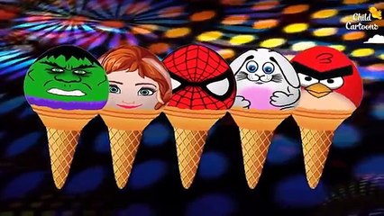 Ice Cream Finger Family Song | Hulk Anna Spiderman Angry Bird | Child Cartoons