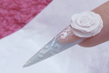 Long stiletto nail with extreme 3D rose - Part 1