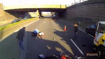 Lille :  Un motard slalome et percute une camionnette de la DIR à l'arrêt