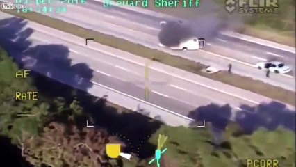 Police chase ends in fiery crash on I-95 in Florida