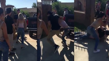 Un ado projette violemment une fille sur le sol