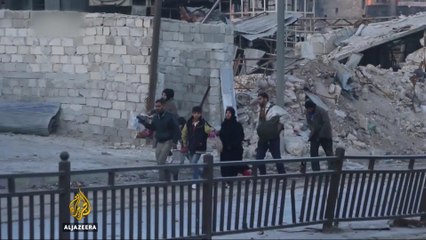 Aleppo onslaught: Civilians flee intense air strikes
