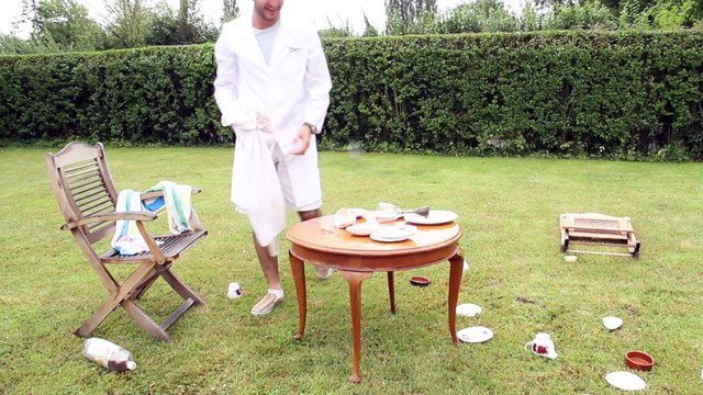 Smashing China plates, Baseball bat - The Slow Mo Guys.