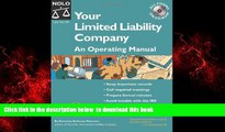 Pre Order Your Limited Liability Company: An Operating Manual 