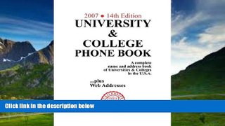 Read Online  University   College Phone Book, 2007/14th Edition Audiobook Epub