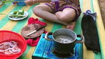 Beautiful Girl Cooking | How to Cook Water Snake Soup in Cambodia | Country food in my village