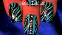 Glitter Zebra Nails | Hot Animal Print Nail Art Design Tutorial