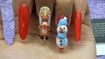 Mẫu nail Noel đẹp, trang trí mẫu móng đẹp cho giáng sinh, đắp bột chú tuần lộc noel lên móng tay