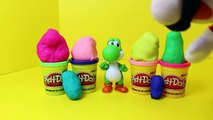 Super Mario Surprise Play Doh Eggs with Toy Figurines of Yoshi and Donkey Kong with Princess Peach