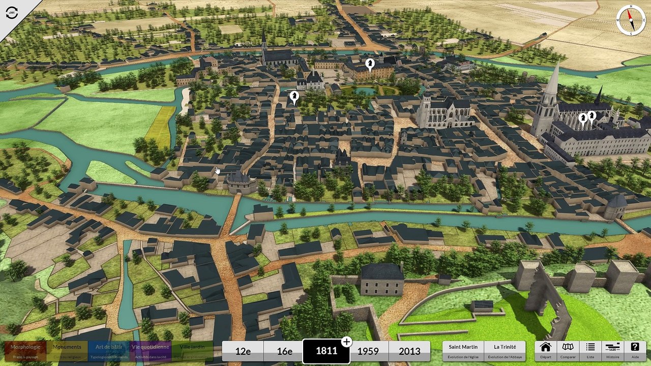 Cartographie 3d de Vendôme du 12ème au 18ème siècle