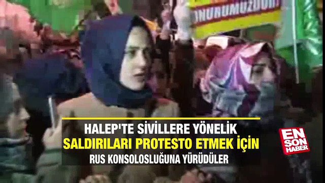 Rus konsolosluğu önünde Halep protestosu | En Son Haber