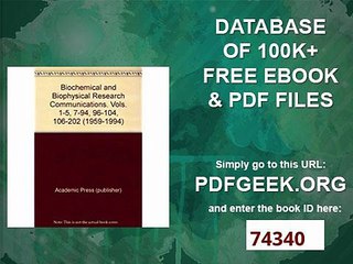 Biochemical and Biophysical Research Communications. Vols. 1-5, 7-94, 96-104, 106-202 (1959-1994)