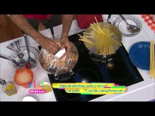 Receta : Sopa de tallarines con pollo  y romero