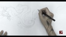 Lines Of A Dragon | Creating Tattoo Art | Time Lapse Painting | Joey Pang