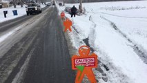 Carambolage sur une route gelée à cause de réparateurs mal garé