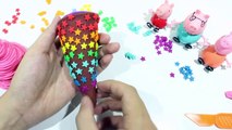 Play Doh Ice Cream - Play Dough Glitter Cinnamon Cream Rainbow with Peppa Pig Toys