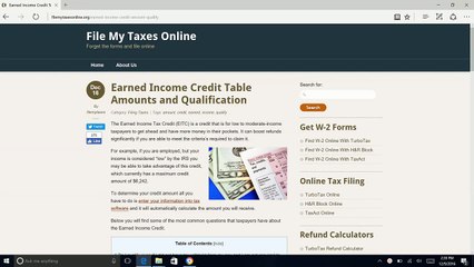 2016 Earned Income Credit Table Amounts and Qualification
