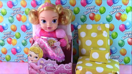 Disney Princess Baby Doll Aurora Birthday Surprise TOYS! MLP PEZ Barbie Bag! Magic Towel