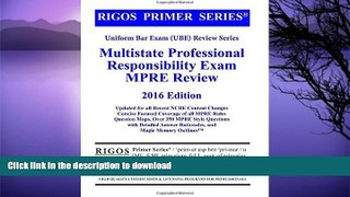 Pre Order Rigos Primer Series Uniform Bar Exam (UBE) Review Series MPRE: 2016 Edition