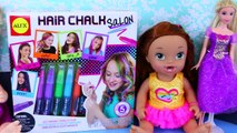 RAINBOW HAIR on Baby Alive Dolls, Barbie & Disney Princess Rapunzel Hair Chalk Salon Makeover