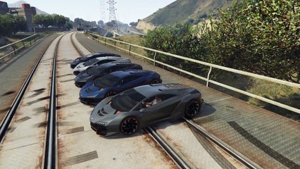 Train VS 30+ Zentorno GTA V Compilation