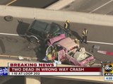 Two dead after wrong-way driver crashes into truck head-on