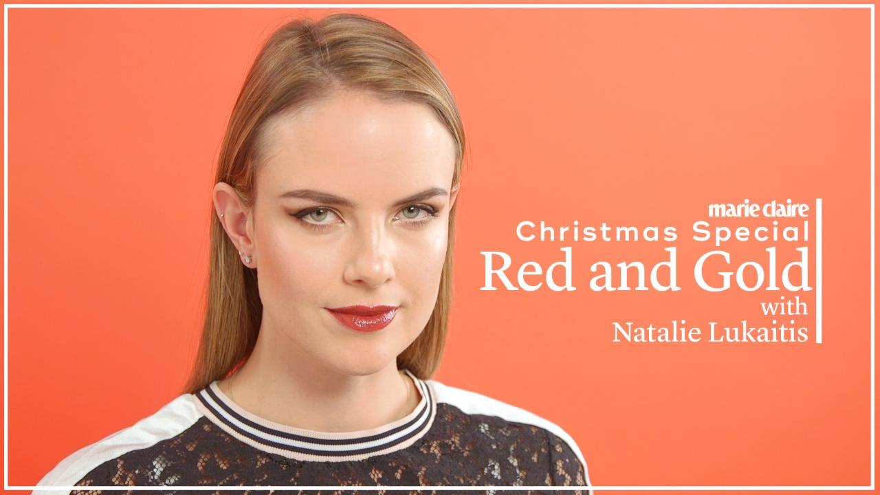 Marie Claire UK - Christmas makeup: red and gold
