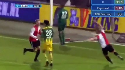 Feyenoord 1-0 Goal ADO Den Haag Jorgensen Goal 14-12-2016