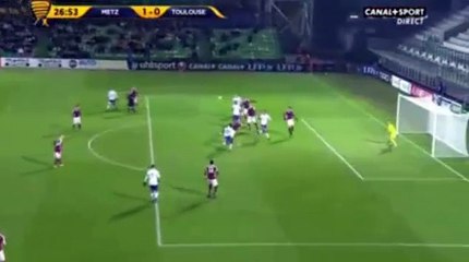 But de Martin Braithwaite penalty - FC Metz 1-1 Toulouse FC - (14/12/2016)